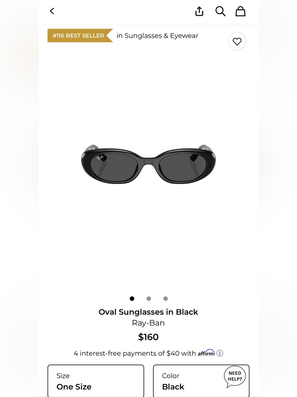 Ray-Ban Black Oval Sunglasses